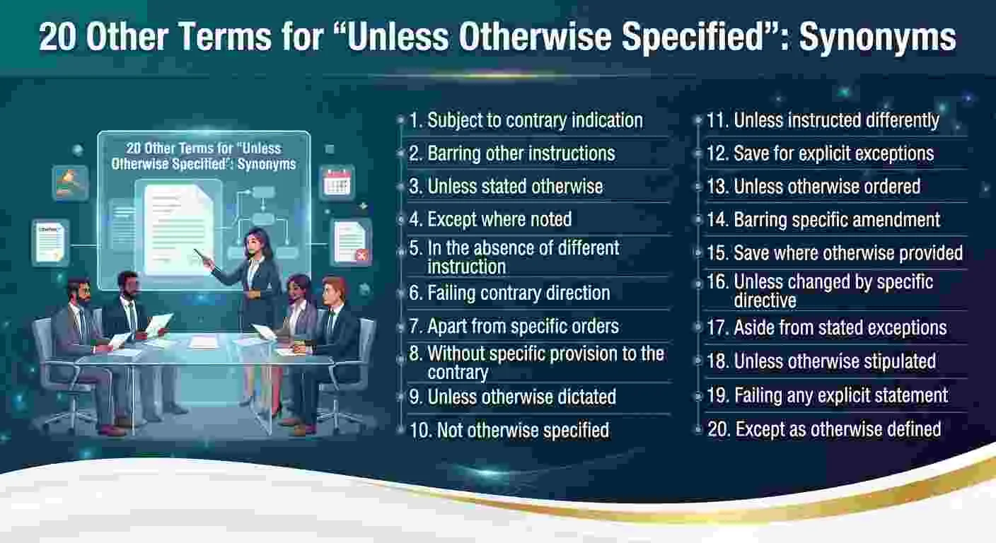 Other Terms for “Unless Otherwise Specified”Synonyms