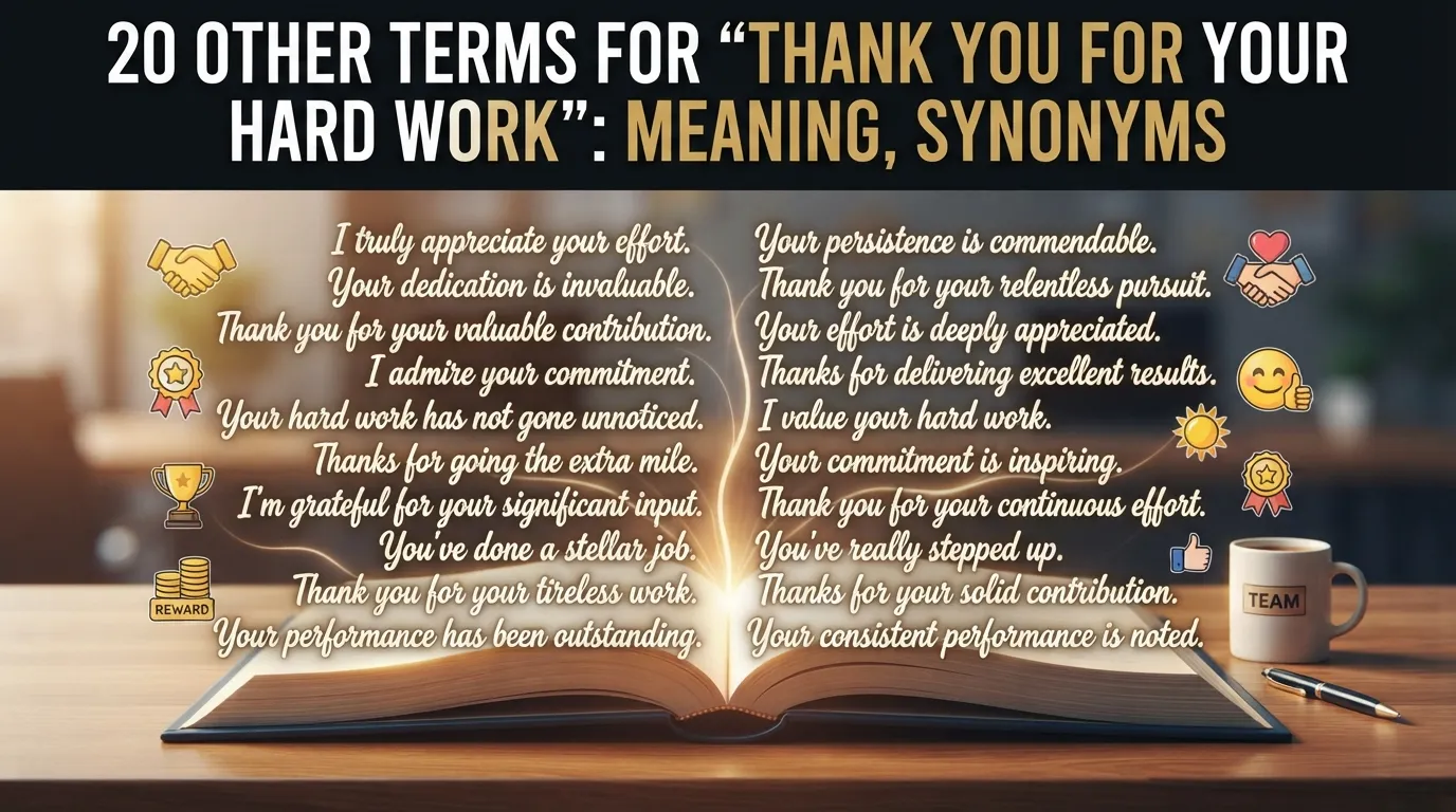 Other Terms For “Thank You For Your Hard Work”: , Synonyms